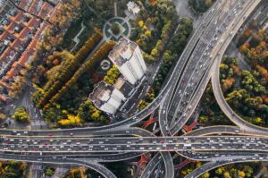 aerial photography of concrete roads