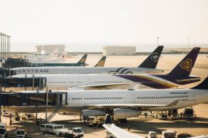 four planes at the airport
